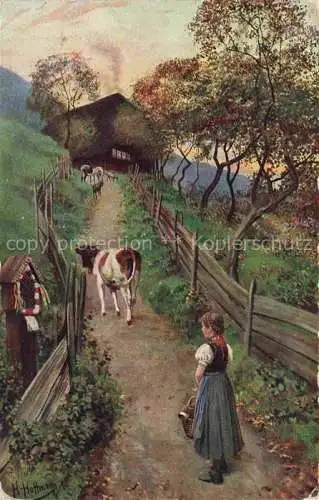 AK / Ansichtskarte HOFFMANN__Heinrich_Kuenstlerkarte Am Abend 