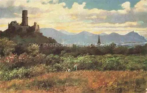 AK / Ansichtskarte HOFFMANN__Heinrich_Kuenstlerkarte Ruine Godesberg und das Siebengebirge 