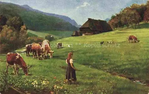 AK / Ansichtskarte HOFFMANN__Heinrich_Kuenstlerkarte Weidende Herde 