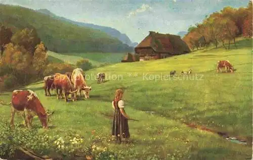 AK / Ansichtskarte HOFFMANN__Heinrich_Kuenstlerkarte Weidende Herde 