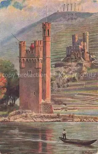 AK / Ansichtskarte HOFFMANN__Heinrich_Kuenstlerkarte Der Maeuseturm Ruine Ehrenfels 