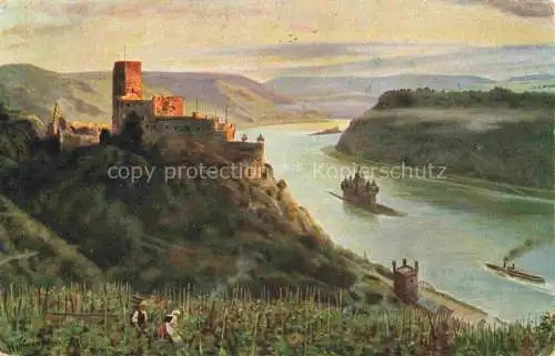 AK / Ansichtskarte HOFFMANN__Heinrich_Kuenstlerkarte Burg Gutenfels Caub mit der Pfalz 