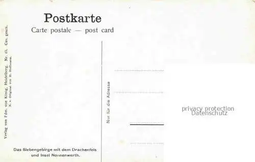 AK / Ansichtskarte HOFFMANN__Heinrich_Kuenstlerkarte Das Siebengebirge Drachenfels Insel Nonnenwerth 