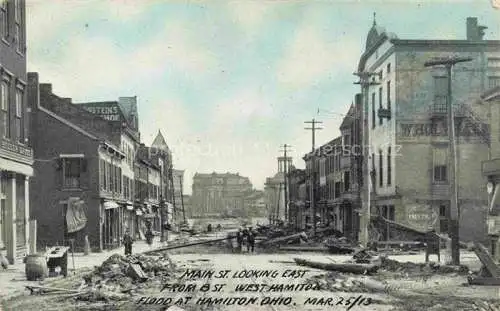 AK / Ansichtskarte  Hamilton Ohio USA Main Street looking east after flood