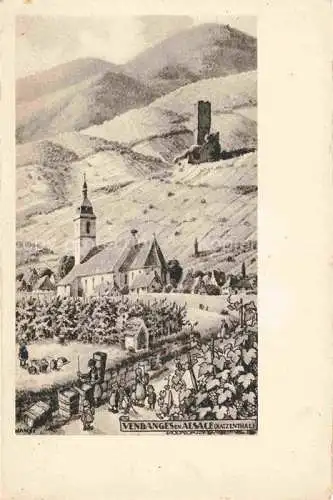 AK / Ansichtskarte Katzenthal_68_Haut Rhin Vendanges en Alsace Kuenstlerkarte 