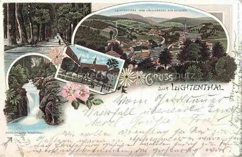 AK / Ansichtskarte  Lichtenthal Lichtental BADEN-BADEN Panorama Blick vom Caecilienberg Allee Wasserfall Kloster Litho