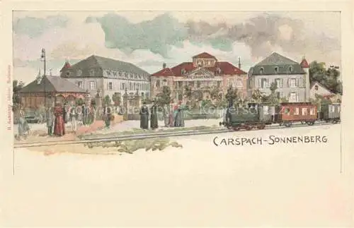 AK / Ansichtskarte Sonnenberg_Chateau_Carspach_Karspach_Altkirch_68_Haut Rhin Kneipp Heilanstalt Bad Sonnenberg Dampflokomotive Kuenstlerkarte 