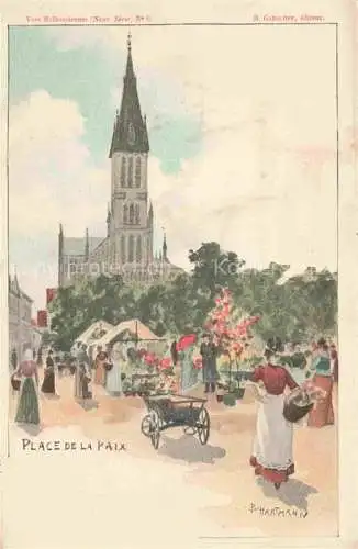 AK / Ansichtskarte MULHOUSE_Muehlhausen_68_Alsace Place de la Paix Eglise Kuenstlerkarte 
