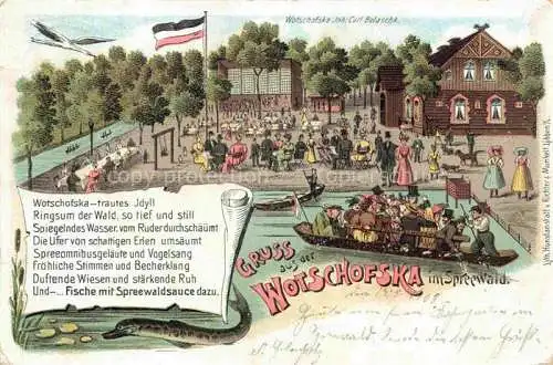 AK / Ansichtskarte  Wotschofska Luebbenau Spreewald Etablissement Spreewald Kahnfahrt Poesie Deutsche Reichspost Litho