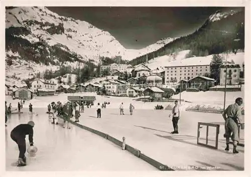 AK / Ansichtskarte Leukerbad_Loueche les Bains_VS im Winter Eislaufbahn Eisstockschiessen 