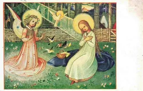 AK / Ansichtskarte  Bachlechner J. Kuenstlerkarte Krippgasse Engel Voegel