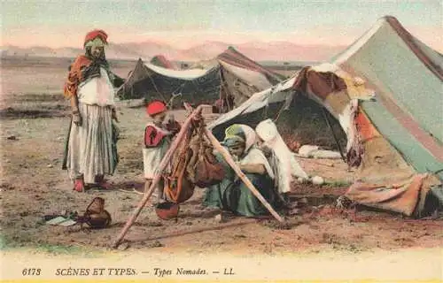 AK / Ansichtskarte  Nomades Nomaden Beduines Bedouines-- Zelt Wueste Kind Litho