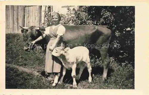 AK / Ansichtskarte  Kuehe Frau Kalb