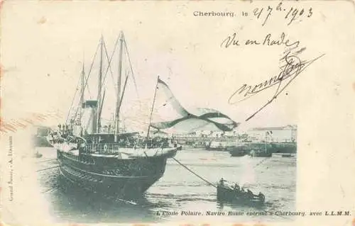 AK / Ansichtskarte  Cherbourg 50 Manche L'Etoile Polaire navire russe entrant le port