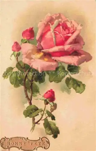 AK / Ansichtskarte  Rosen Roses Rosas-- Litho RosaBonne Fete