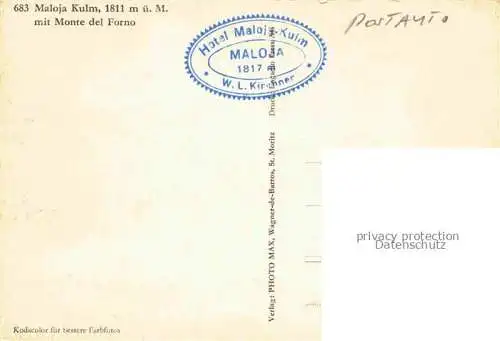 AK / Ansichtskarte  Postauto Postbus Omnibus Maloja Kulm Monte del Forno