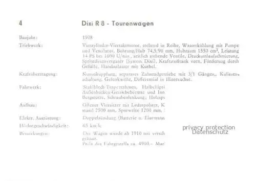 AK / Ansichtskarte  Oldtimer Autos Dixi R 8 Tourenwagen