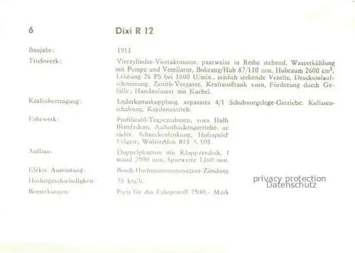 AK / Ansichtskarte  Oldtimer Autos Dixi R 12