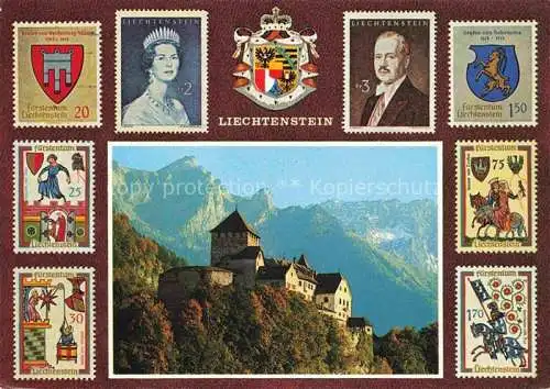 AK / Ansichtskarte  Briefmarkensprache auf Ak Lichtenstein