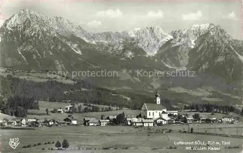 AK / Ansichtskarte  Soell Tirol AT Gesamtansicht mit Blick zum Wilden Kaiser Kaisergebirge