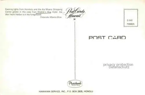 AK / Ansichtskarte  Honolulu Panoramic view Ala Moana Shopping Center Ala Wai Yacht Harbor view from Waikiki Ilikai Hotel