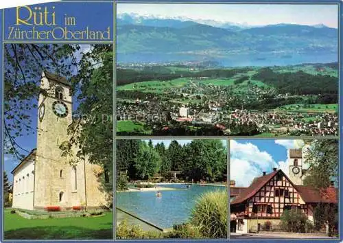 AK / Ansichtskarte  RueTI  ZH Panorama Zuercher Oberland Kirche Freibad Fachwerkhaus Kirche