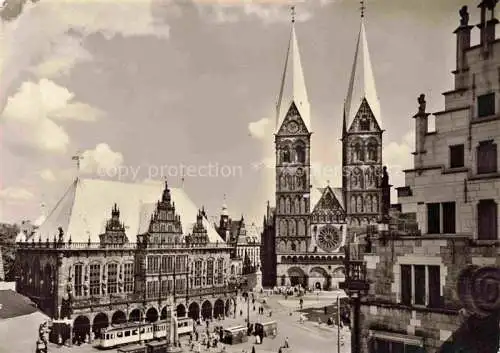 AK / Ansichtskarte  Strassenbahn Tramway-- Bremen Marktplatz