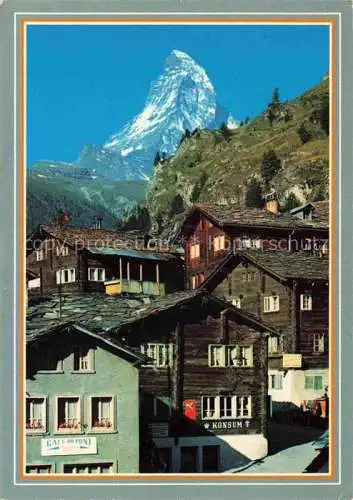 AK / Ansichtskarte  Zermatt VS Dorfpartie mit Blick gegen Matterhorn Mont Cervin