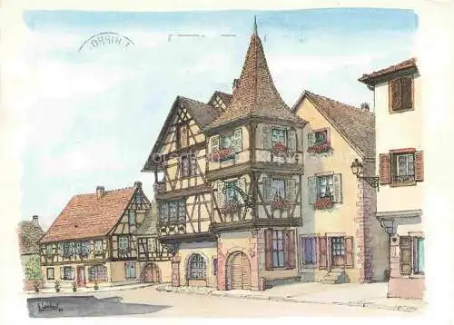 AK / Ansichtskarte  Kaysersberg Kaisersberg Alsace 68 Haut Rhin Bel ensemble du 15e et 16e siècle Aquarelle de Gaston Lambert Kuenstlerkarte