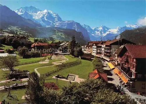 AK / Ansichtskarte  Wengen  BE Jungfrau und Breithornette Miigolf und Kinderspielplatz