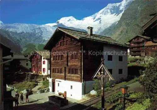 AK / Ansichtskarte  Saas-Fee VISP VS Saaser Museum mit Alphubel und Taeschhorn