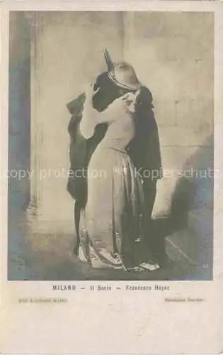 AK / Ansichtskarte  MILANO Mailand IT Il Bacio Francesco Hayez Gemaelde Kuenstlerkarte