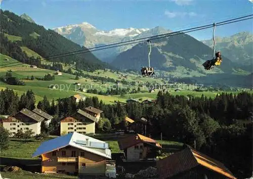 AK / Ansichtskarte  Schoenried BE Panorama Blick gegen Wildhorn Geltenhorn Spitzhorn Sanetschhorn Berner Alpen Rellerli-Lift