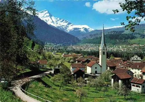 AK / Ansichtskarte  Sils Domleschg GR Ortsansicht mit Kirche Blick gegen Thusis und Piz Beverin