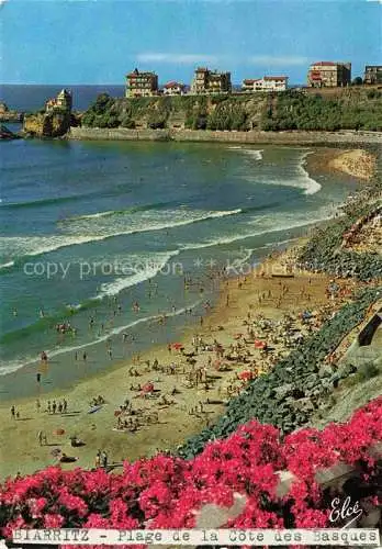 AK / Ansichtskarte  BIARRITZ 64 Pyrenees Atlantiques La plage de la Côte des Basques au fond Villa Belza