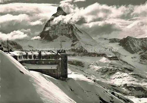 AK / Ansichtskarte  Zermatt VS Kulmhotel Gornergrat und Matterhorn Winterpanorama Walliser Alpen