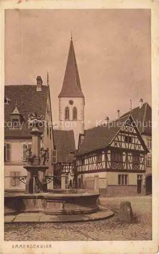 AK / Ansichtskarte  Ammerschwihr Ammerschweier 68 Haut-Rhin Ortszentrum Brunnen Fachwerkhaeuser Kirchturm