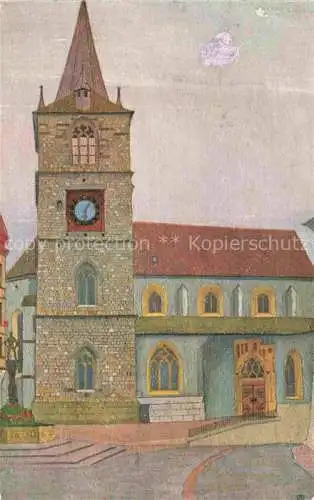 AK / Ansichtskarte  Biel Bienne BE Protestantische Kirche Eglise protestante allemande Kuenstlerkarte