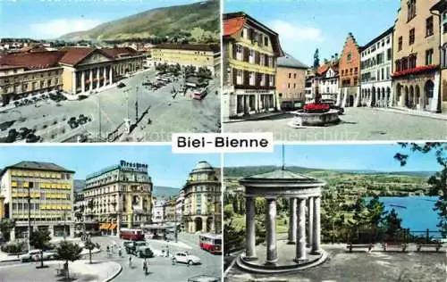 AK / Ansichtskarte  Biel Bienne BE Motive Stadtzentrum Tempel Seeblick