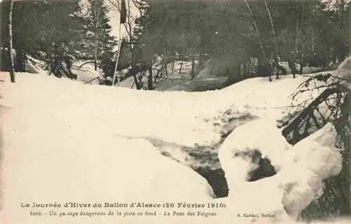 AK / Ansichtskarte  Ballon d Alsace Sewen 68 Haut-Rhin Une journée d'hiver un passage dangereux de la piste de fond Pont des Faigues