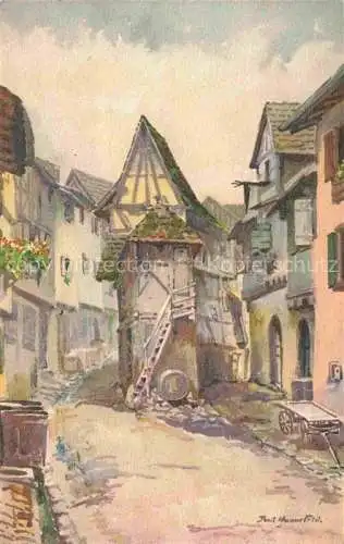 AK / Ansichtskarte  Eguisheim Egisheim 68 Haut Rhin Peinture Kuenstlerkarte