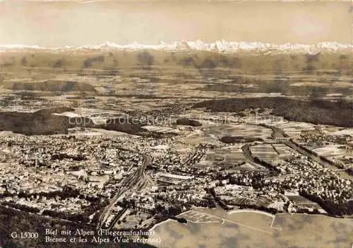 AK / Ansichtskarte  Biel Bienne BE Panorama Blick auf die Alpen