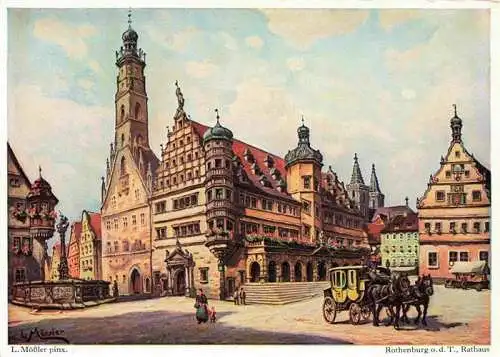 AK / Ansichtskarte  Moessler Ludwig Moessler Ludwig Pferdkutsche Rothenburg Rathaus Town hall 