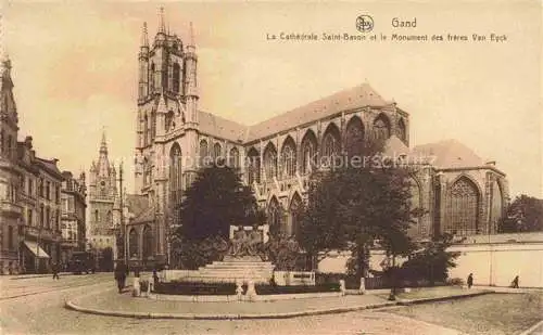 AK / Ansichtskarte  Gand  GENT Belgie Cathédrale Saint-Bavon et le Monument des Frères Van Eyck