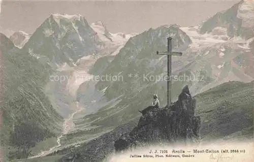 AK / Ansichtskarte  Arolla VS Mont Collon Gipfelkreuz Gebirgspanorama