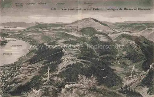 AK / Ansichtskarte  Biel Bienne BE Vue panoramique sur Evilard Montagne de Diesse et Chasseral Jura