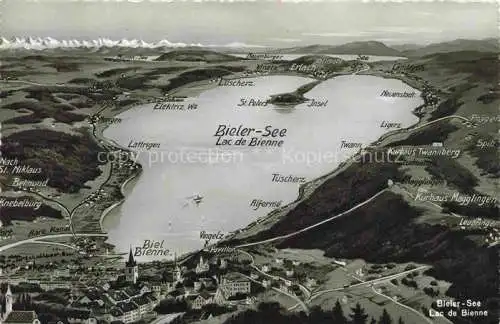 AK / Ansichtskarte  Biel Bienne BE Panorama Bielersee und Umgebung aus der Vogelperspektive