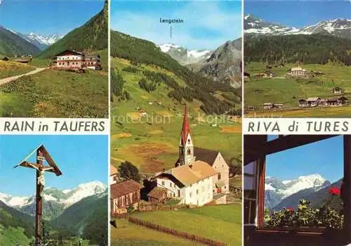 AK / Ansichtskarte  Rain Taufers Suedtirol IT verso Le Vedrette Giganti Panorama Blick auf Hochgall und Lenkstein Kreuz Kirche