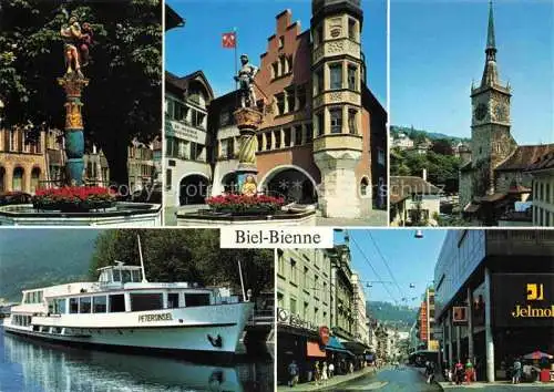 AK / Ansichtskarte  Biel Bienne BE Motive Altstadt Brunnen Kirche Fahrgastschiff