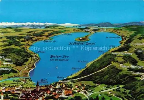 AK / Ansichtskarte  Bielersee Lac de Bienne BE und Umgebung Geographische Karte aus der Vogelpespektive